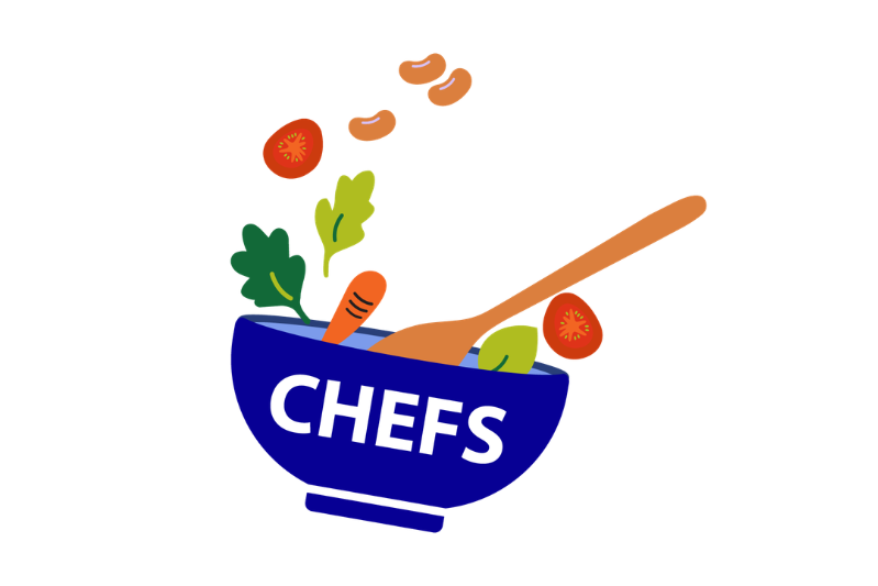 Center for Health, Environment, and Food Service logo of bowl of vegetables
