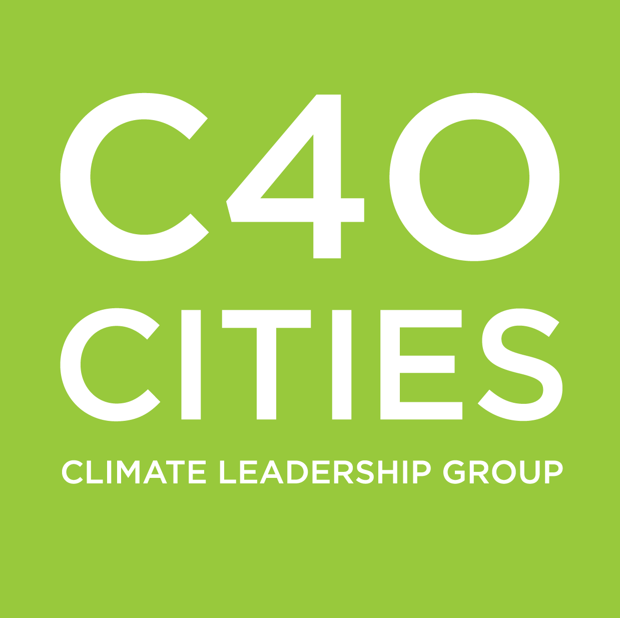 green logo that displays white c40 cities logo