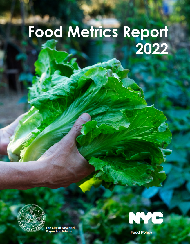image of hands holding greens as the cover page of the 2022 Food Metrics Report