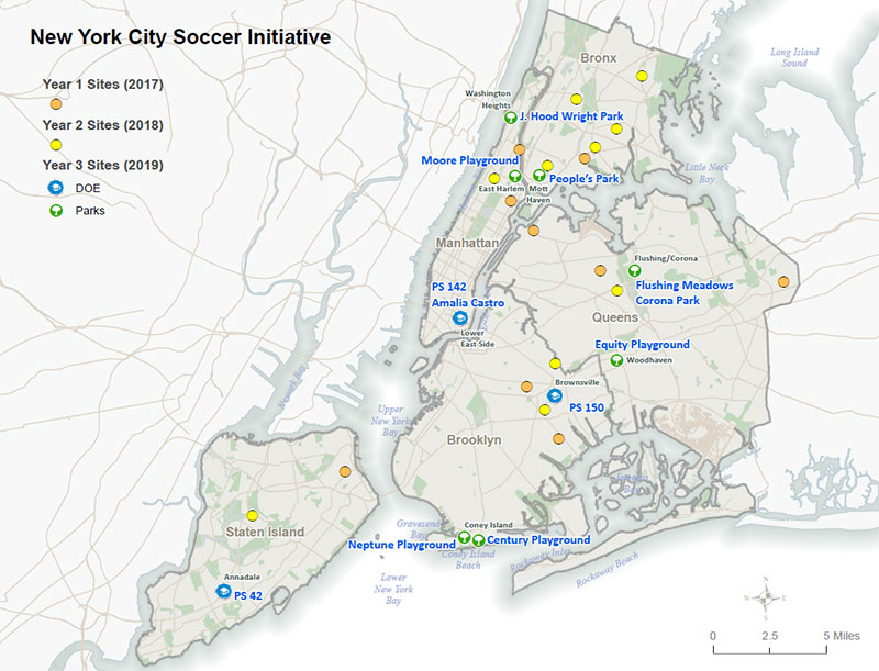 New York City Soccer Initiative 2019 Locations Map