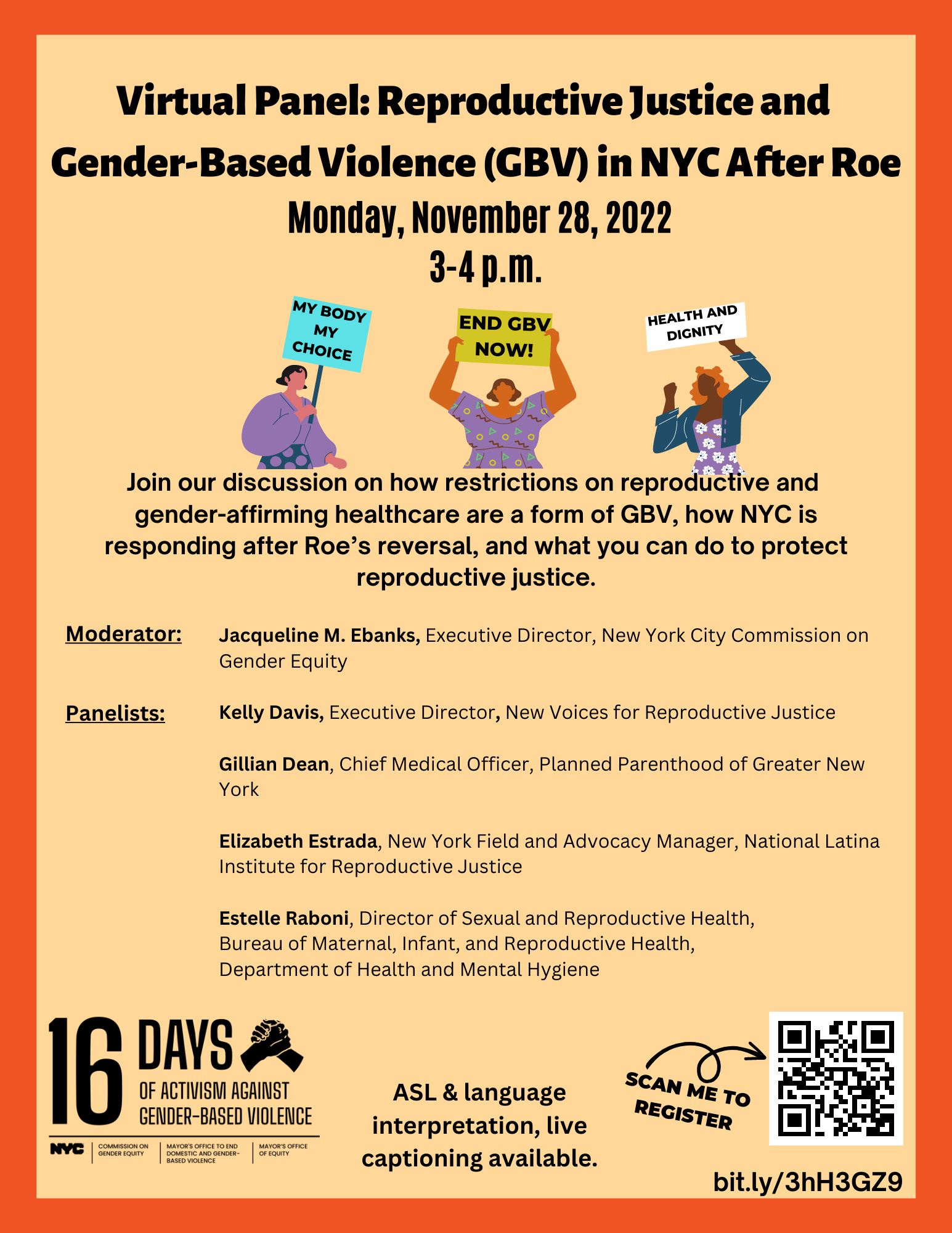 Virtual Reproductive Justice and GBV Panel November 28