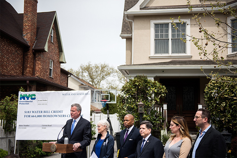 Mayor de Blasio Proposes $183 Credit on Water & Sewer Bills for Over 664,000 Homeowners