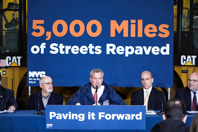 Pave Baby Pave: Mayor de Blasio Announces Record 5,000 Lane Miles Of City Roadways Have Been Repaved
