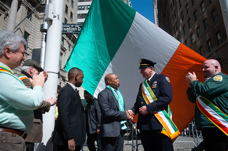 Mayor Adams Raises Irish Flag Honoring the First Irish Immigrants who Arrived in New York City