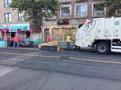 Images from before, during, and after one shed removal operation in Queens. Credit: New York City Department of Transportation