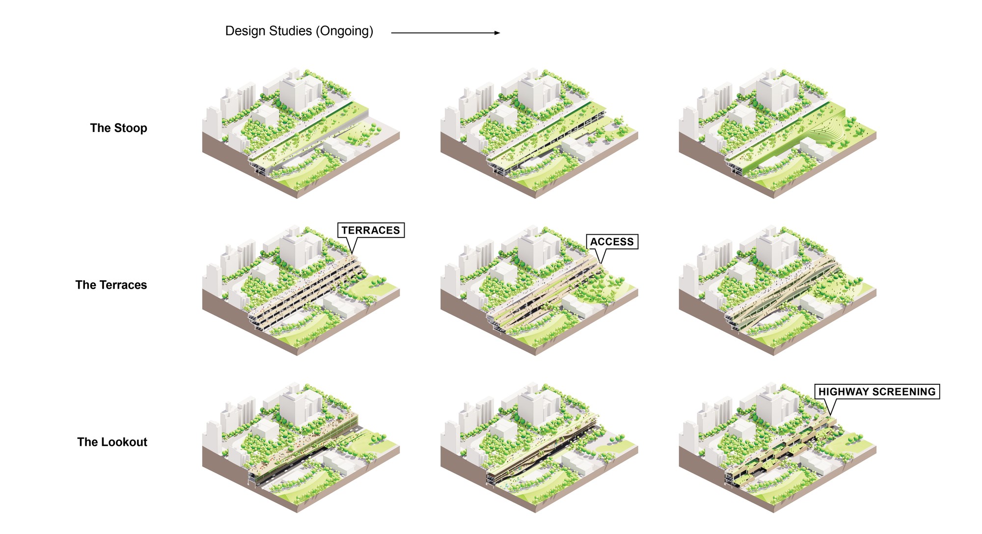 Preliminary design concepts for BQE Central. Concepts presented are for illustrative purposes only. Credit: New York City Department of Transportation