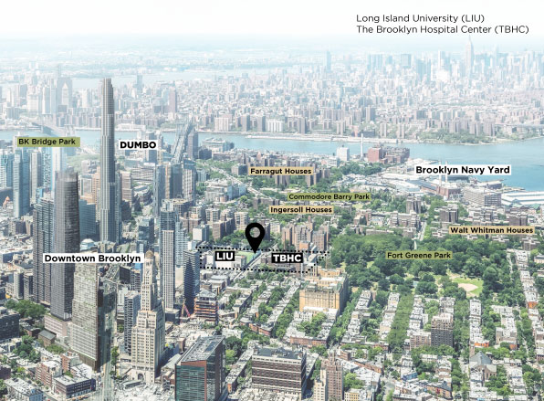 A view of key sites in Downtown Brooklyn, DUMBO, and the Brooklyn Navy Yard. Credit: New York City Department of City Planning