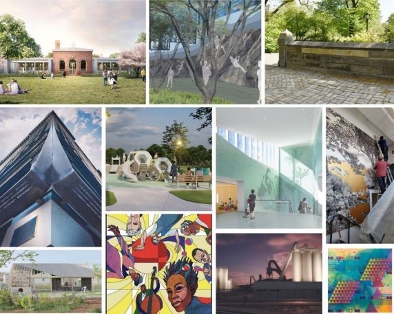 a collage of photos for public design