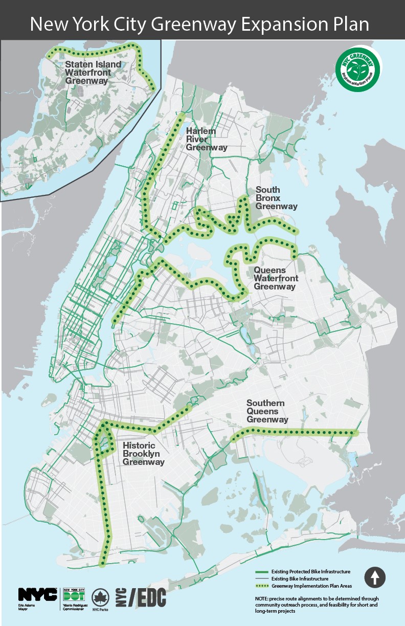 Map of the greenway expansion being planned. Credit: New York City Department of Transportation