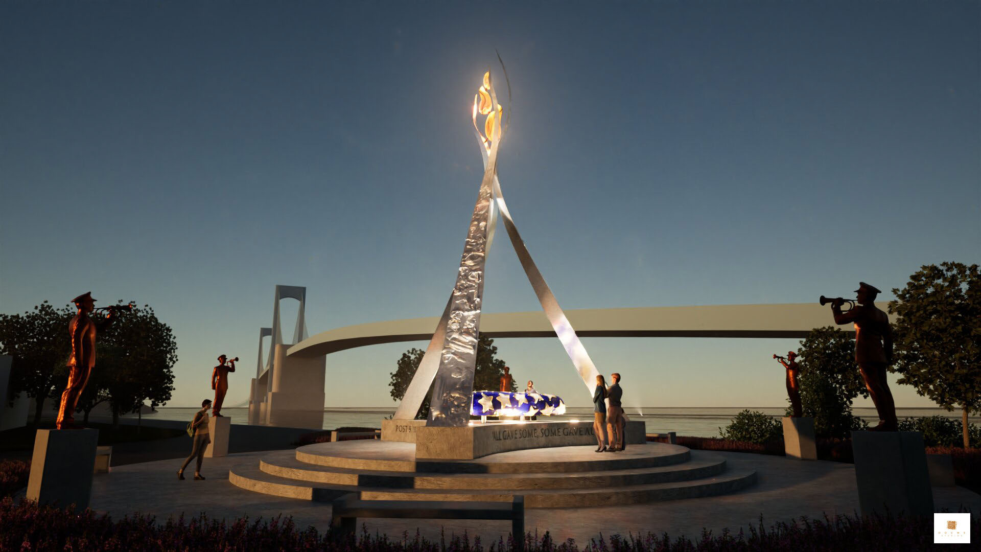 A rendering of the Flames of Honor, a memorial designed by nationally-recognized artist Douwe Blumberg 