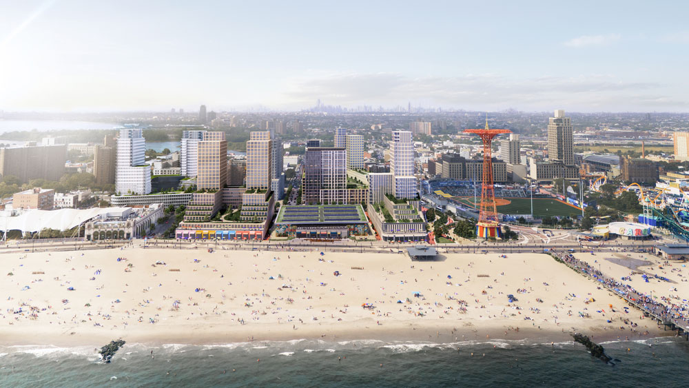 Aerial view of the future Coney Island beach front.
