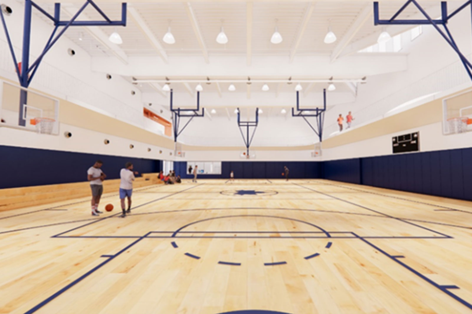 an indoor basketball court