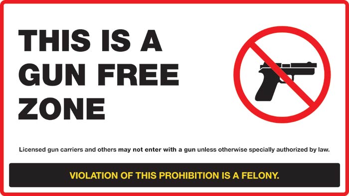 Sign reading 'This is a gun free zone'
