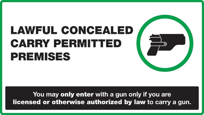 Sign reading 'Lawful concealed carry permitted'