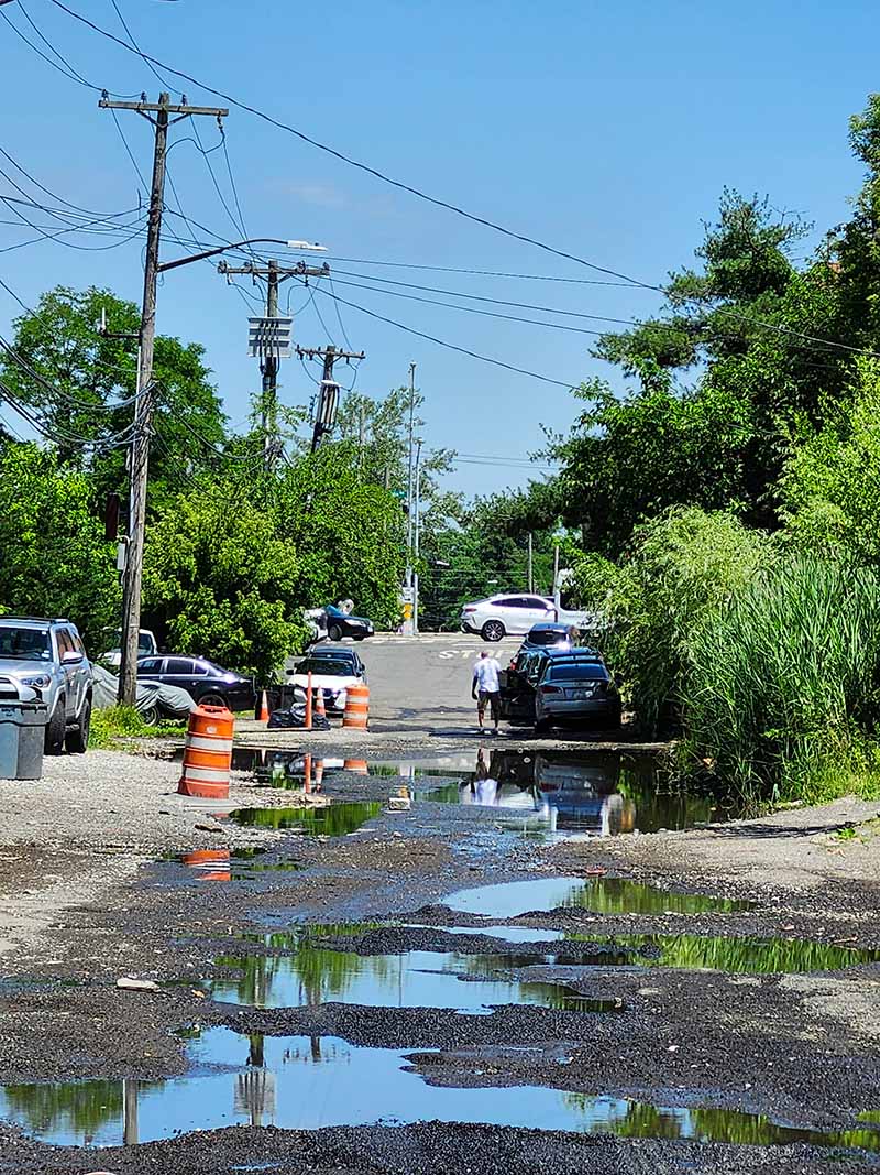 Street with some residual flooding