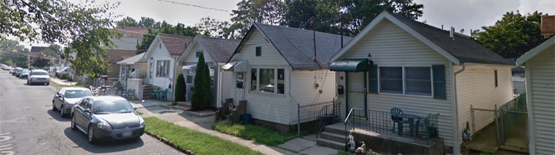 Block of houses in Midland Beach, New York, before housing recovery