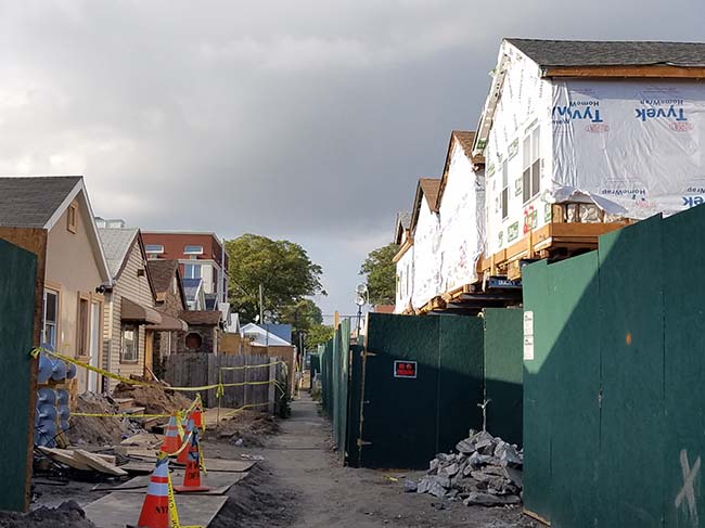 Sheepshead Bay Courts housing, one side of street being repaired