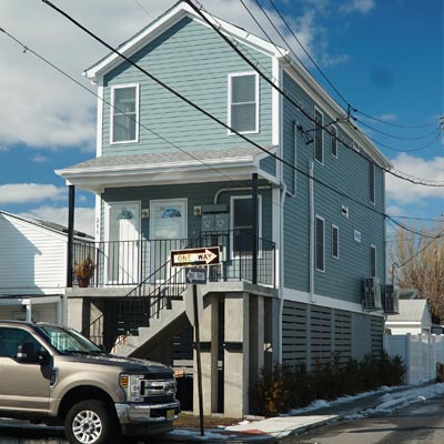 intact two story raised house