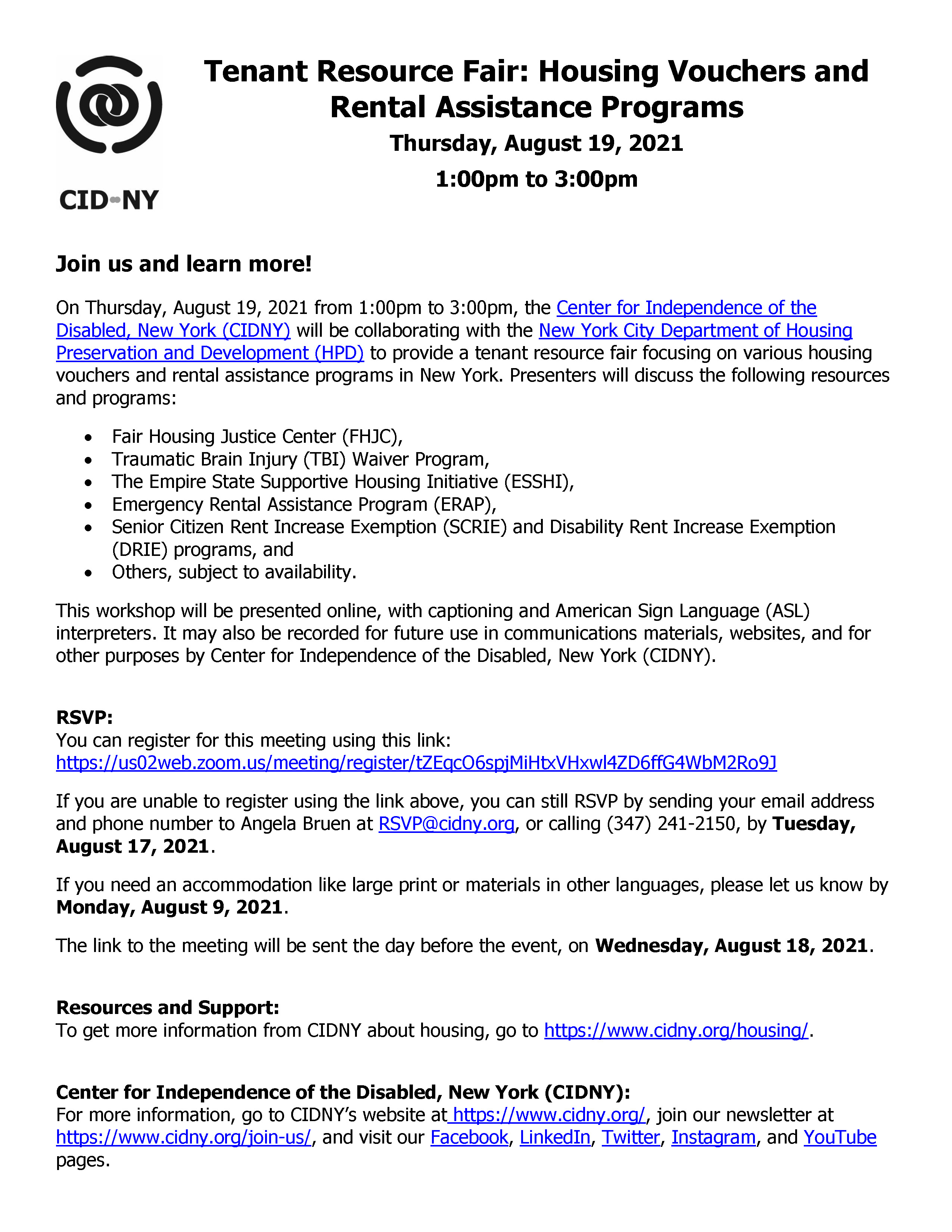 Tenant Resource Fair: Housing Vouchers and Rental Assistance 