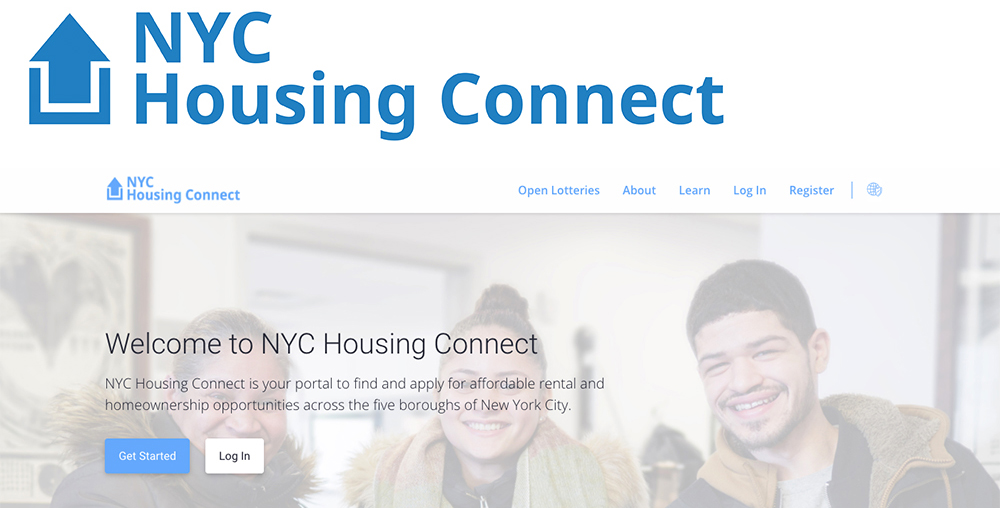 screen shot of the new nyc housing connect website