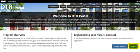 DTR portal, text read welcome to DTR Portal