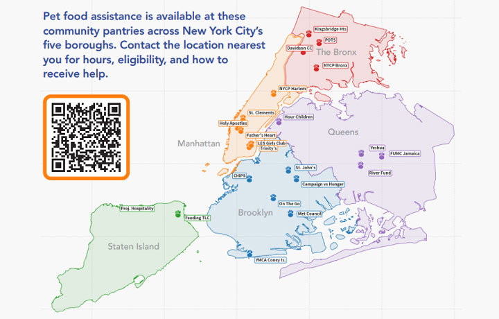 Image of the NYC Pet Foot Pantries Map