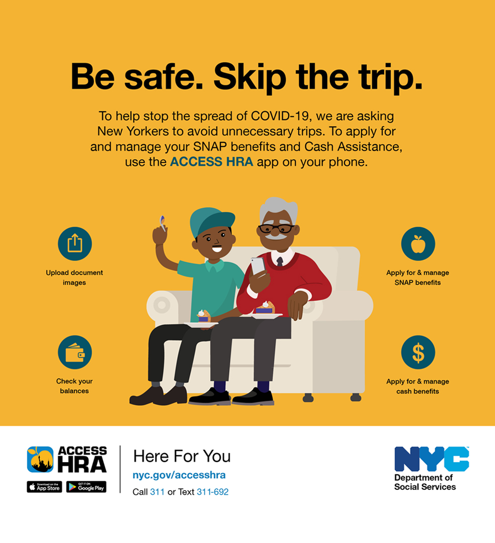 Be Safe. SKip the Trip. Yellow Ad
