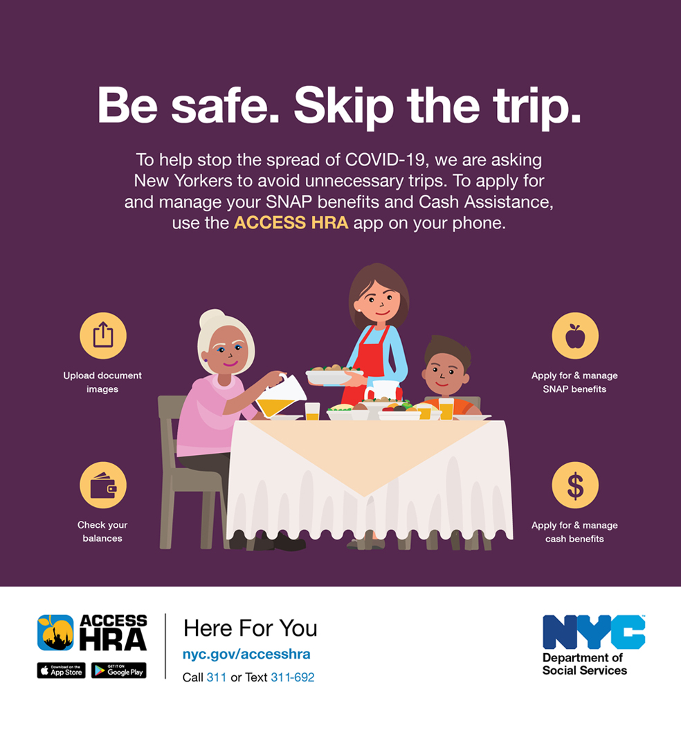 Be Safe. SKip the Trip. Purple Ad