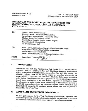 HRA Executive Order No. E-735 Report cover 