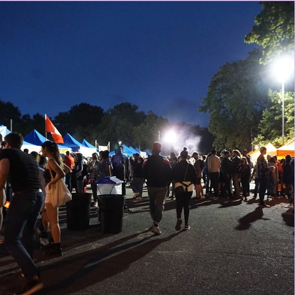 Crowd of people at night market