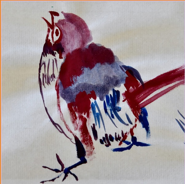 Painting of a bird in traditional Chinese style