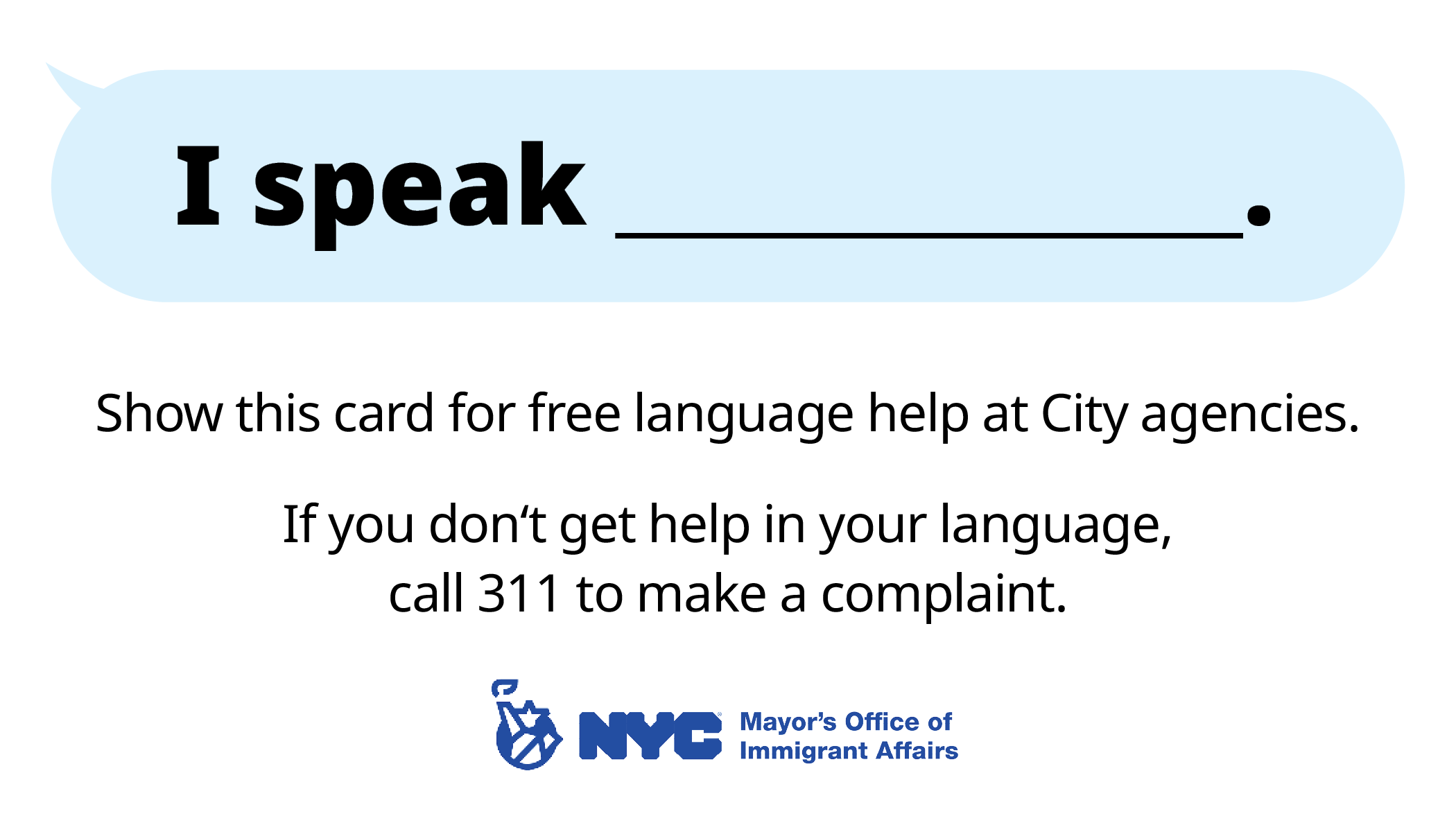 Example I Speak card