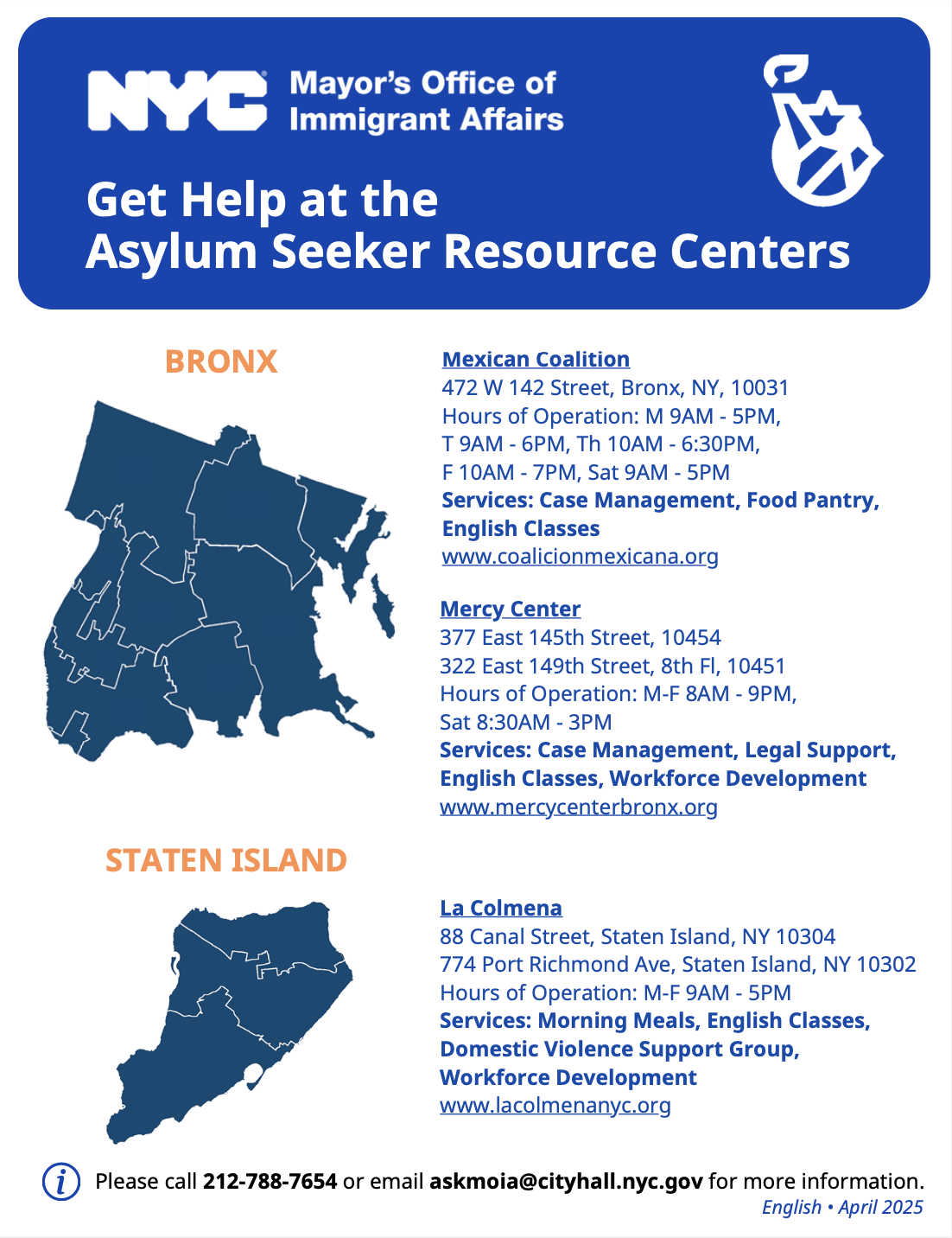 Get Help at the Asylum Seeker Resource Centers - Bronx