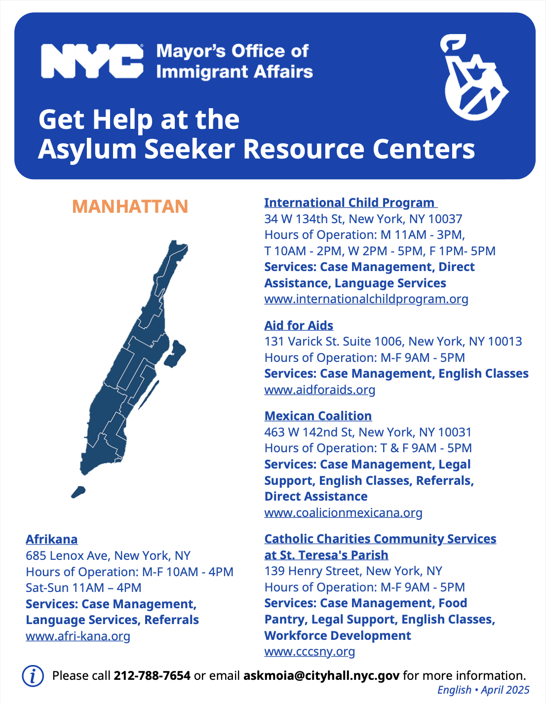 Get Help at the Asylum Seeker Resource Centers - Manhattan