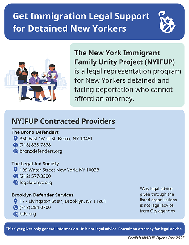 New York Immigrant Family Unity Project Flyer Pager