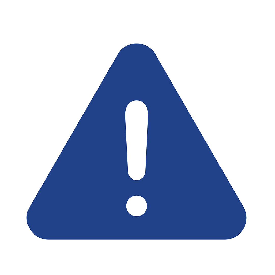 an aexclamation mark with blue triangle background