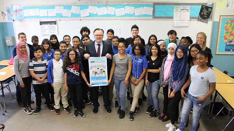 UN Ambassador visiting NYC classroom
                                           