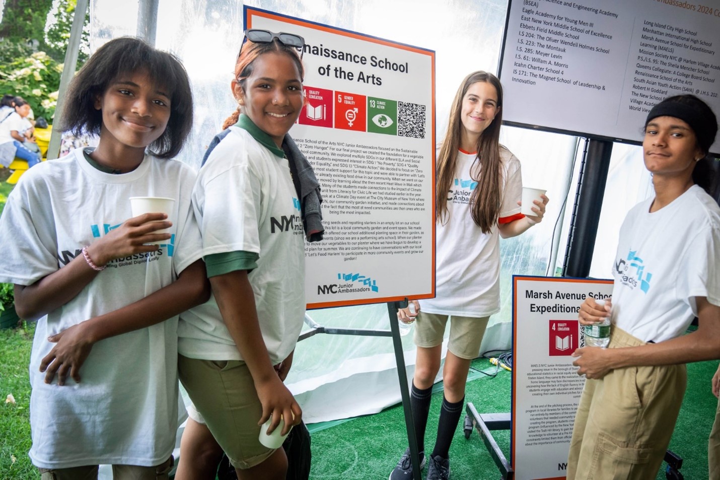 NYC Junior Ambassadors from Renaissance School of Arts celebrating the completion of the program at Gracie Mansion