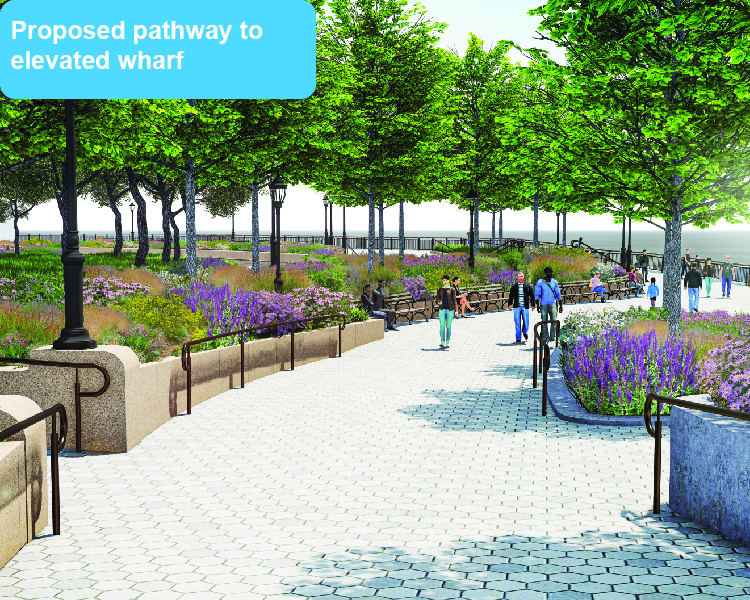 Proposed pathway to elevated wharf
