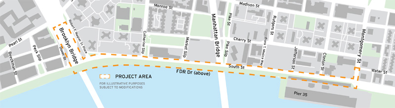 Map of project area from Brooklyn Bridge to Montgomery Street