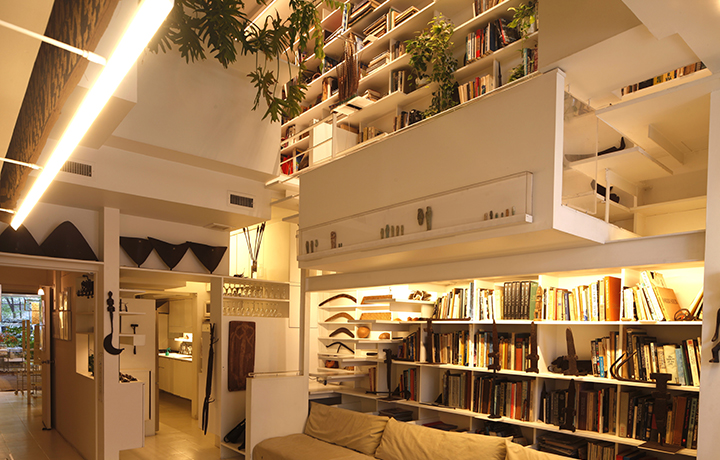 Image of apartment interior looking down from balcony to the floor below
                                           