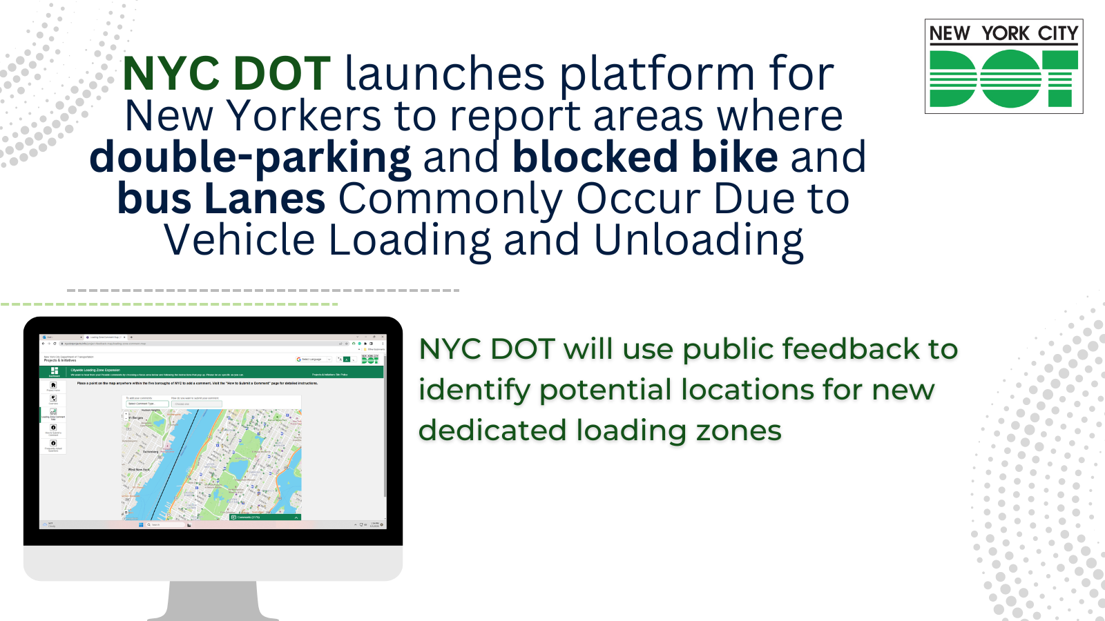 DOT launches platform for New Yorkers to report areas where double-parking and blocked bike lanes commonly occur