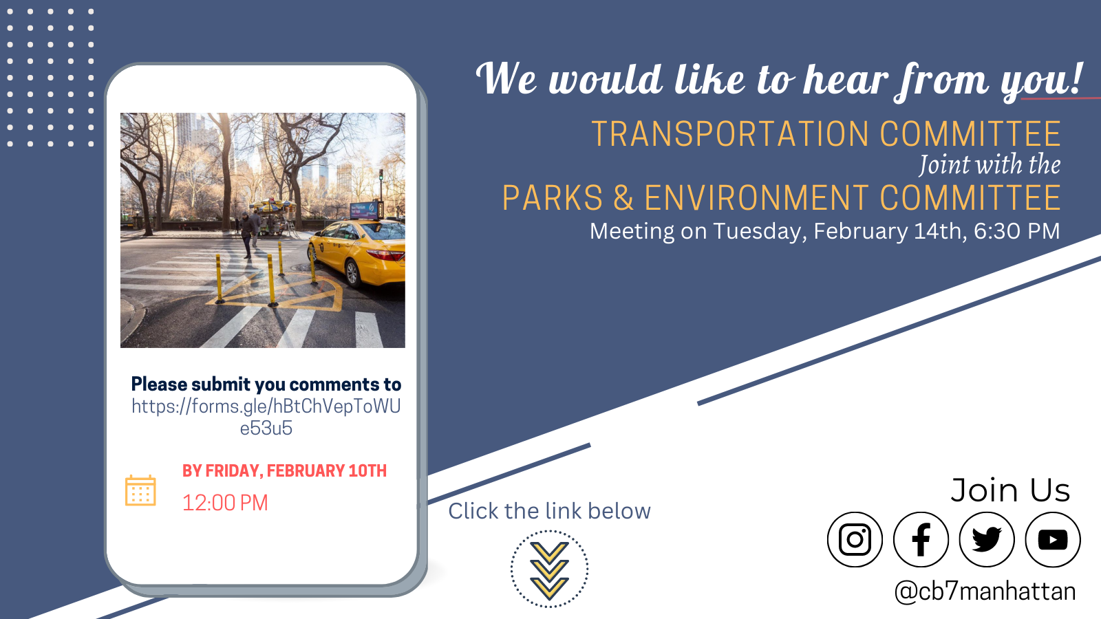 MCB7 Transportation Committee joint with Parks & Environment Committee: Survey