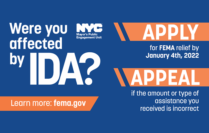 Were you affected by IDA? Apply for FEMA relief by January 4th, 2022 - Appeal if the amount or type of assistance you received is incorrect