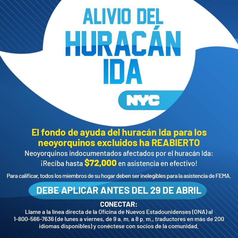 Hurricane Ida Relief flyer in Spanish