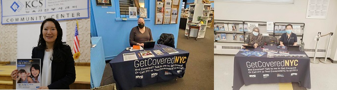 Three images of GetCoveredNYC information desks