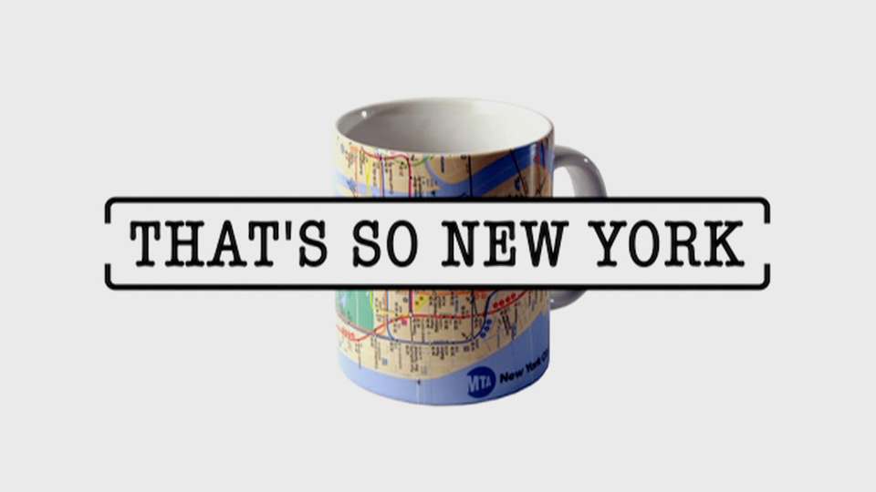 Photo of a ceramic cup with That's so New York logo