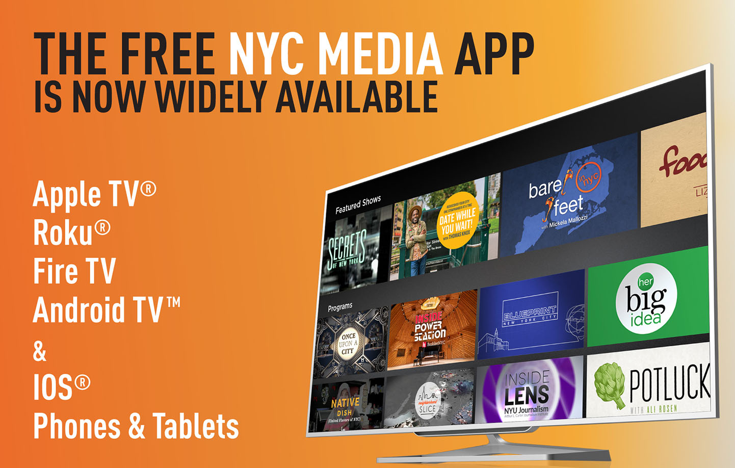 Image of NYC Media app on TV
                                           