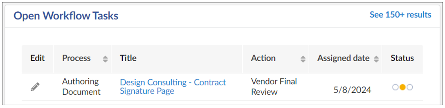Screenshot of the Open Workflow Tasks section of the PASSPort Homepage.