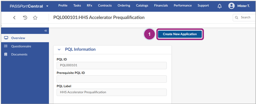 The Create New Application button.